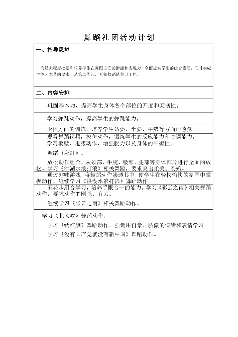 舞蹈社团学期计划_第1页