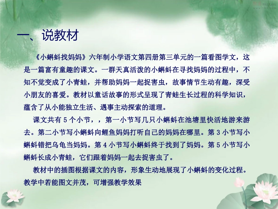 《小蝌蚪找妈妈》说课课件(1)_第2页