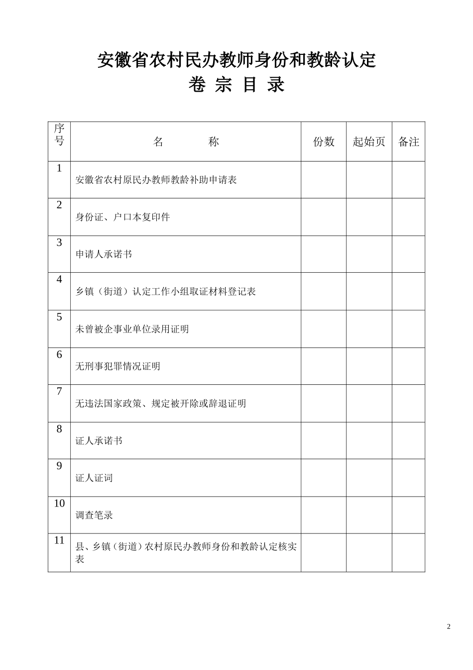 安徽省农村民办教师身份和教龄认定相关表格_第2页