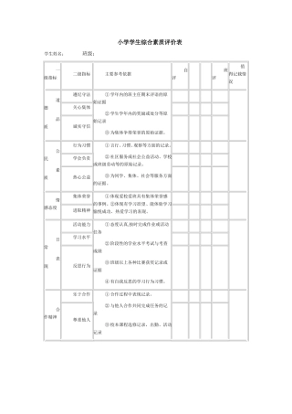 小学学生综合素质评价表