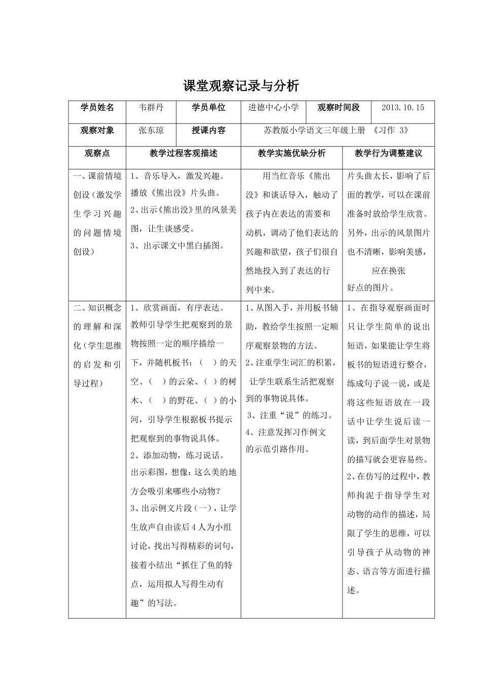 课堂观察记录与分析 (2)_第1页