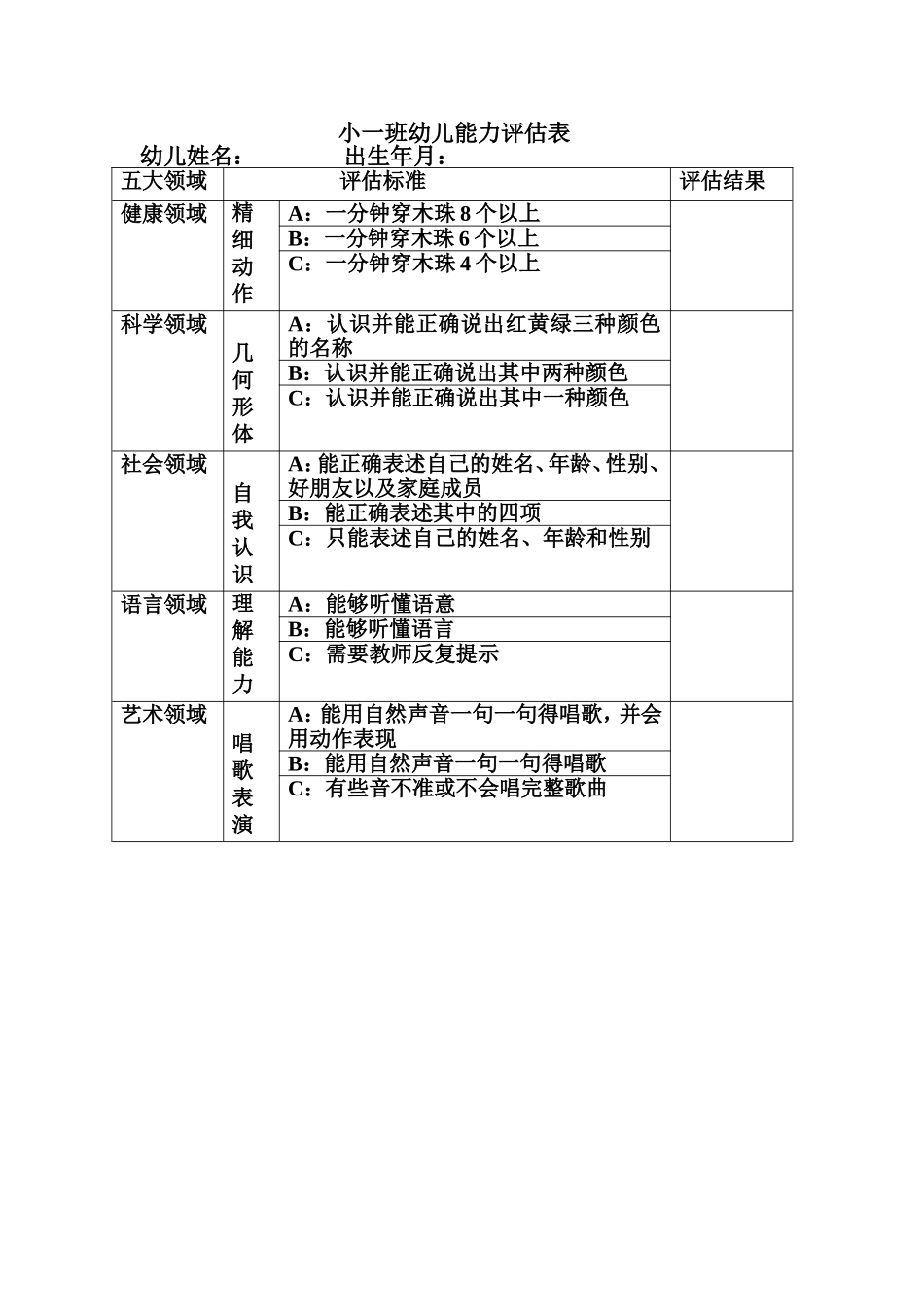 幼儿能力评估表_第1页