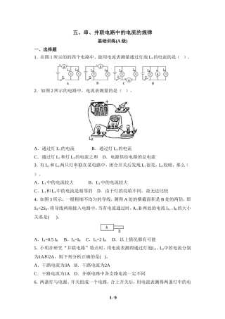 《串、并联电路中电流的规律》同步练习5