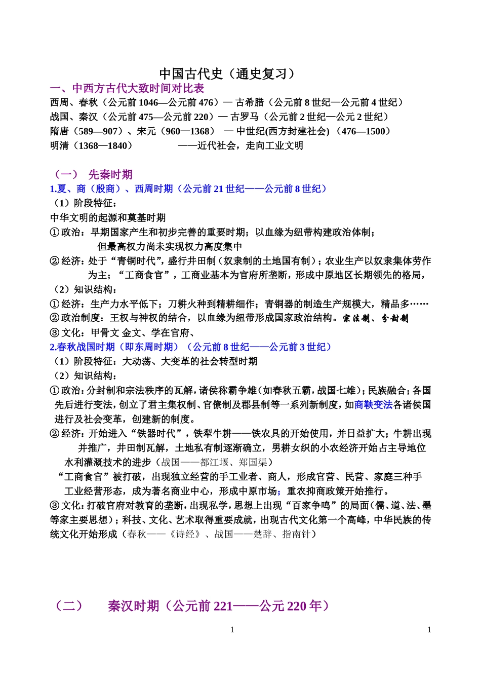高三中国古代史(通史复习)_第1页