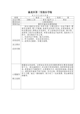 重点学生成长档案