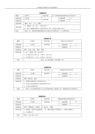 新教科版五年级下册科学实验报告单(1)