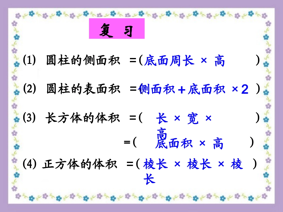 人教版小学数学六年级下册12册《圆柱的体积》教学课件_第2页