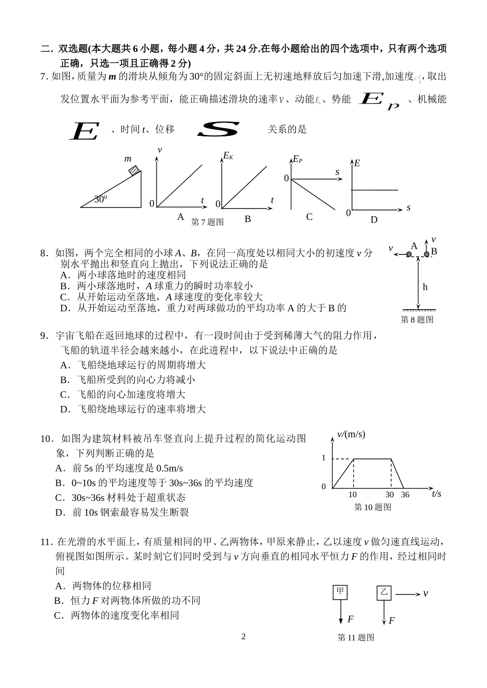 六校联考(2)_物理试题_第2页