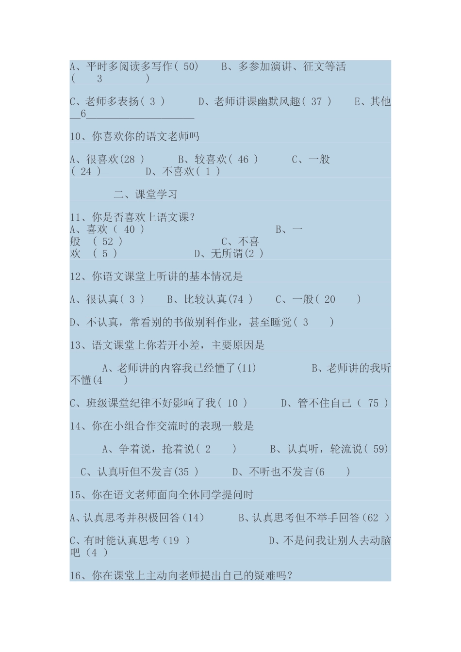 农村高中语文学习兴趣调查问卷_第2页