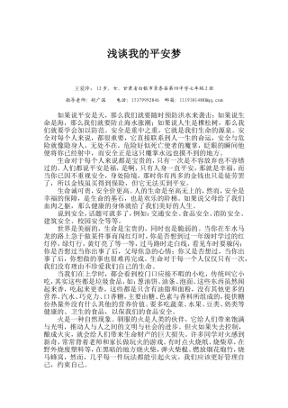 浅谈我的平安梦2
