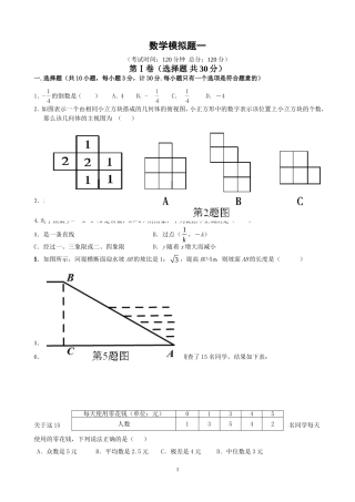 2013中考数学模拟试卷(6套)(含答案)