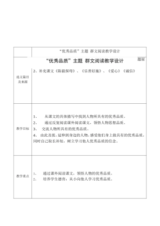 优秀品质教学设计