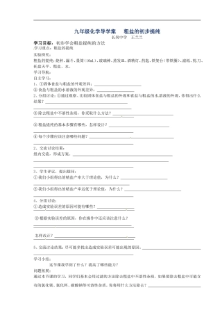 《粗盐的初步提纯》导学案
