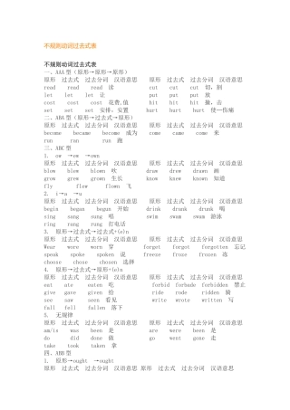 不规则动词过去式表