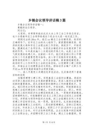 乡镇会议领导讲话发言稿3篇