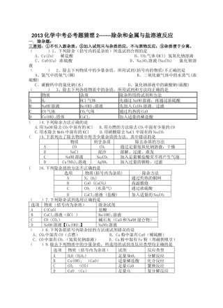 2013化学中考必考题猜想2