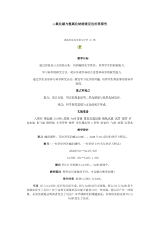 二氧化碳与氢氧化钠溶液反应的再探究