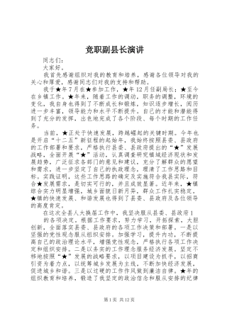 竞职副县长演讲稿