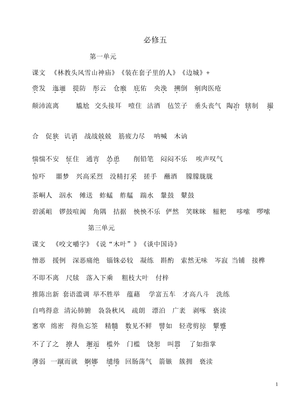 高中语文新教材应掌握的词语_必修五_第1页