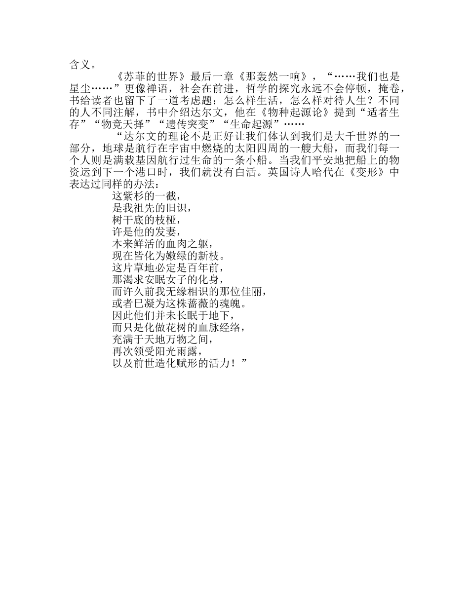 教师个人参考计划总结我们也是星尘——《苏菲的世界》读后感 _第2页