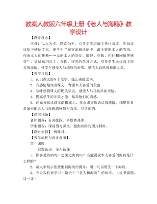 教案人教版六年级上册《老人与海鸥》教学设计 