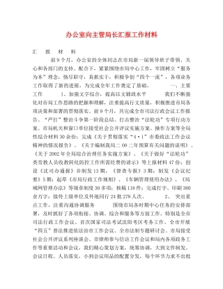 办公室向主管局长汇报工作材料 