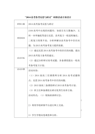 2014届高考反思与研讨