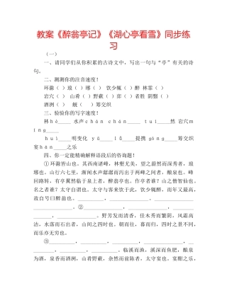 教案《醉翁亭记》《湖心亭看雪》同步练习 