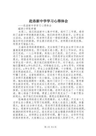 赴洛新中学学习体会心得