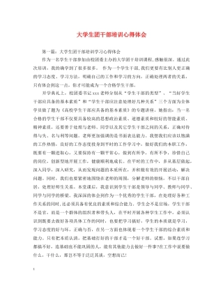 大学生团干部培训心得体会 