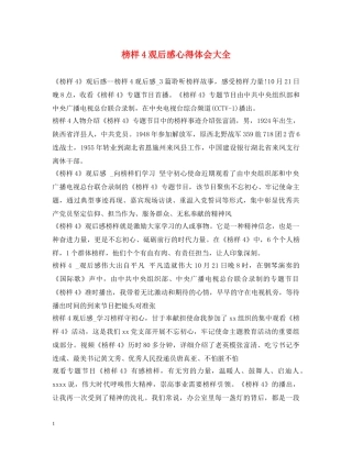 榜样4观后感心得体会大全 