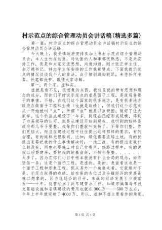 村示范点的综合管理动员会讲话发言稿(精选多篇)