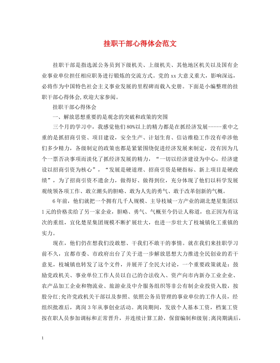 挂职干部心得体会范文 _第1页