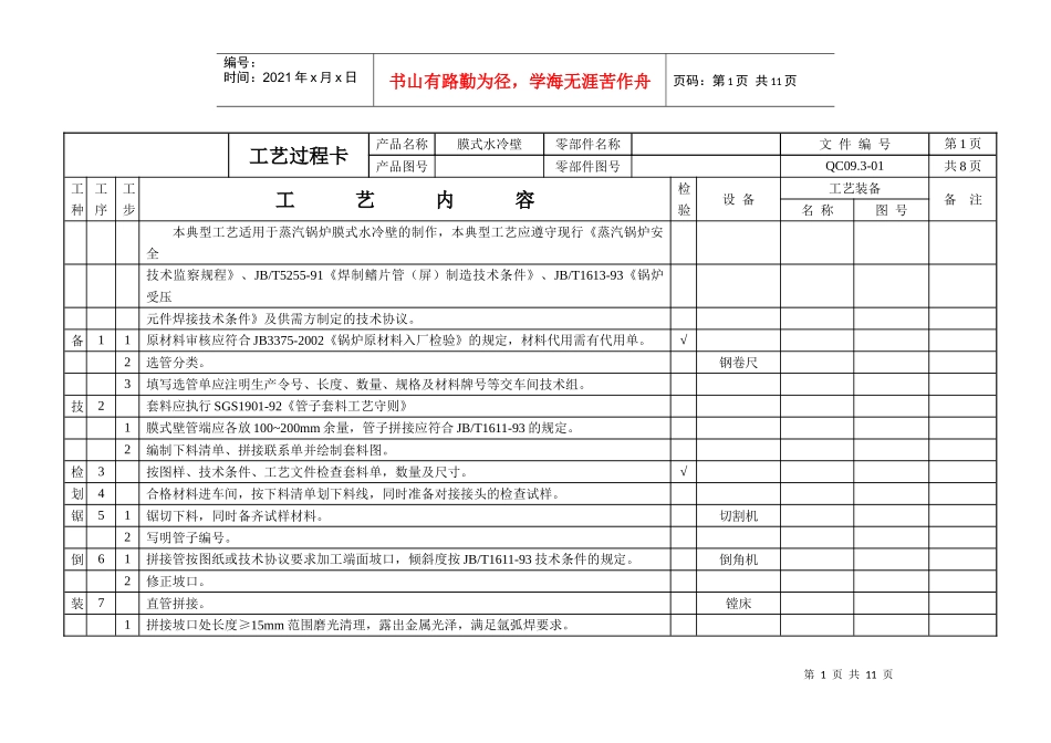 膜式水冷壁典型工艺_第1页