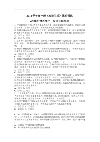 维护世界和平促进共同发展