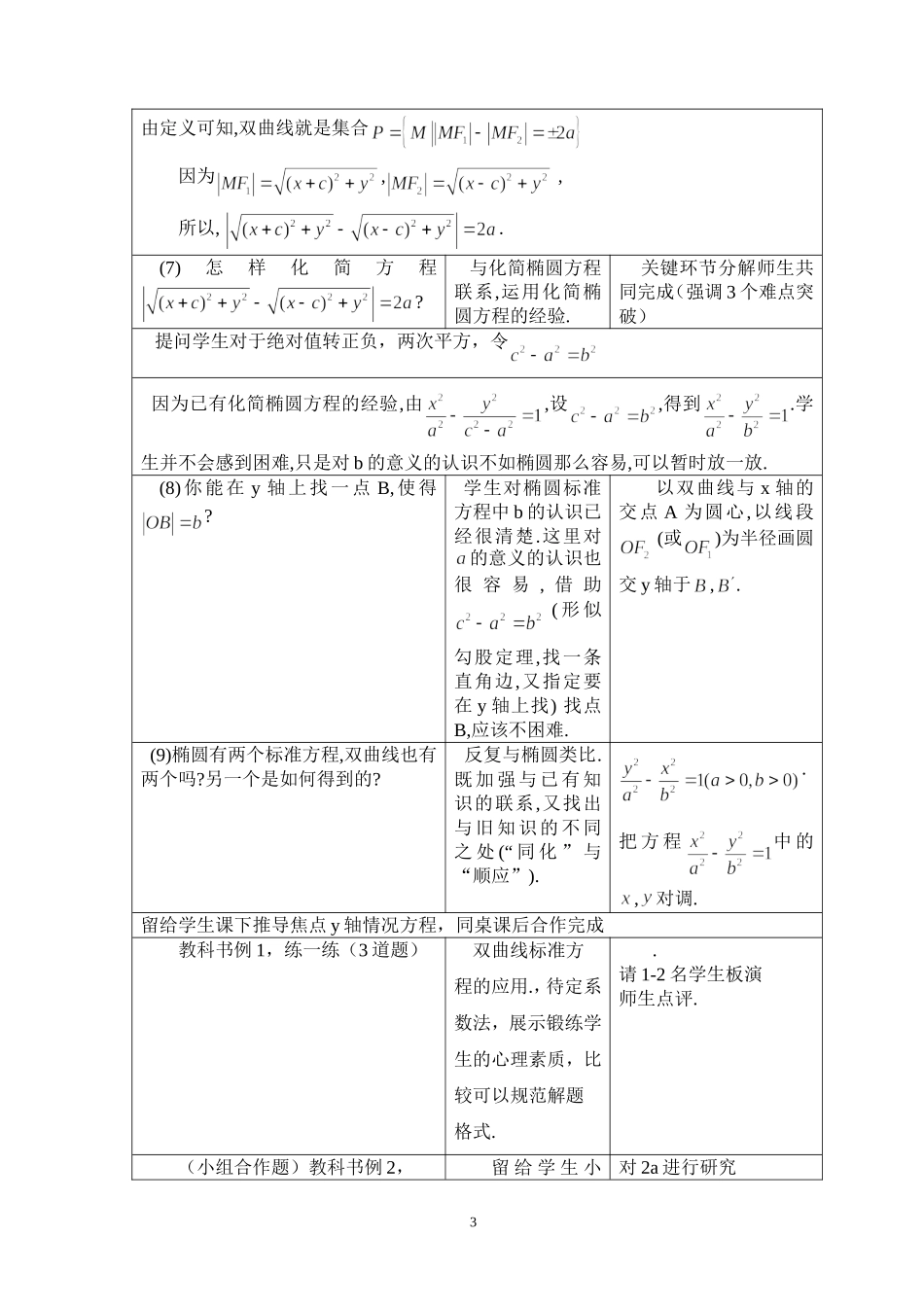 双曲线及其标准方程教学设计_第3页