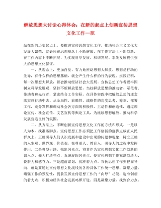 解放思想大讨论心得体会：在新的起点上创新宣传思想文化工作—范 