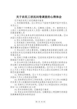 关于农民工状况问卷调查的体会心得