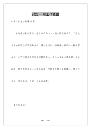 2024一周工作总结