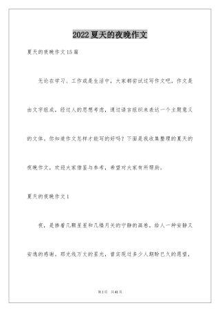 2024夏天的夜晚作文