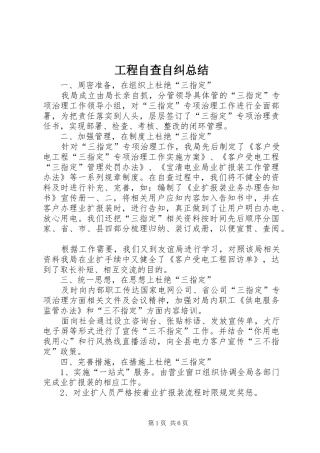 工程自查自纠总结 