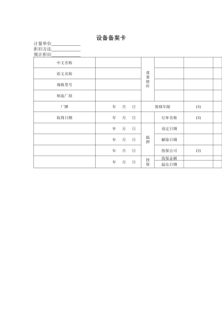 现代企业财产管理表格汇总