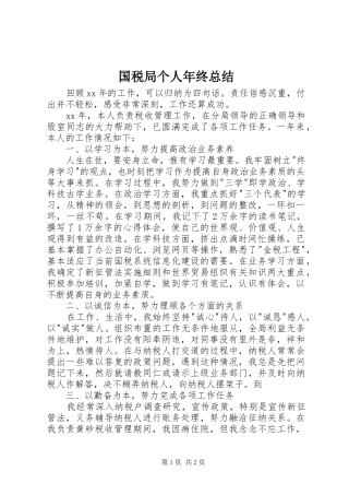 国税局个人年终总结 