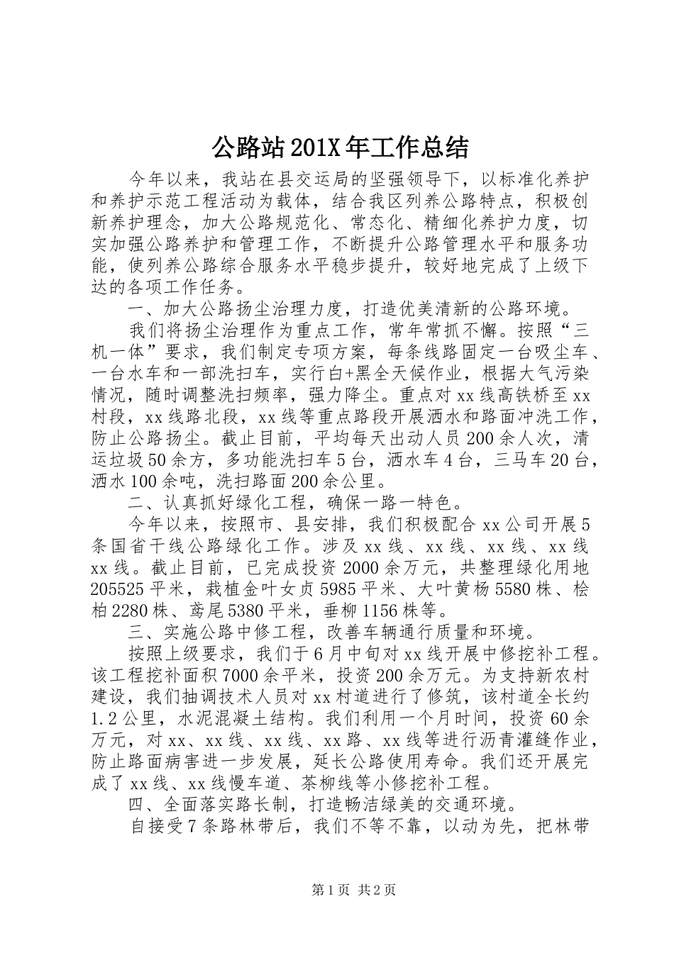 公路站202X年工作总结_第1页