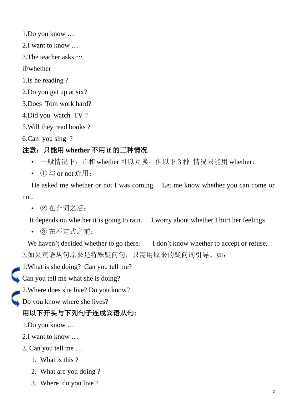 初中宾语从句详细讲解与练习_第2页