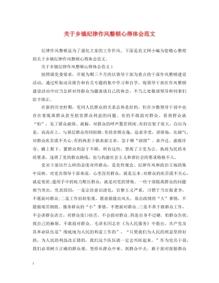关于乡镇纪律作风整顿心得体会范文 