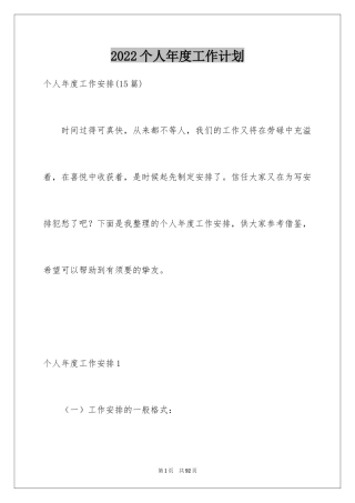 2024个人年度工作计划