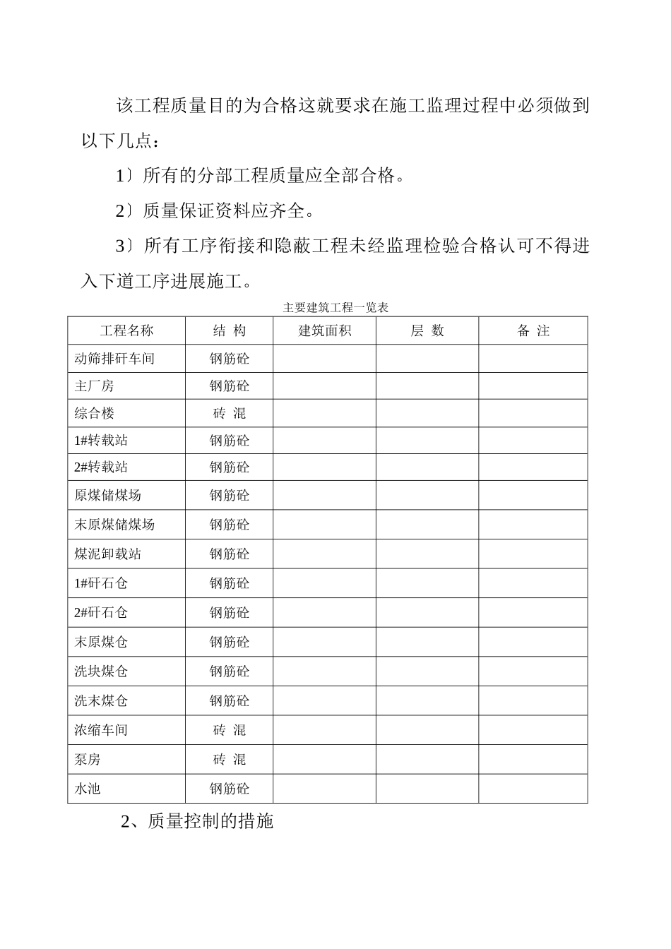 阳泉汇能煤业有限公司选煤厂工程项目监理实施细则(土建工程)_第2页