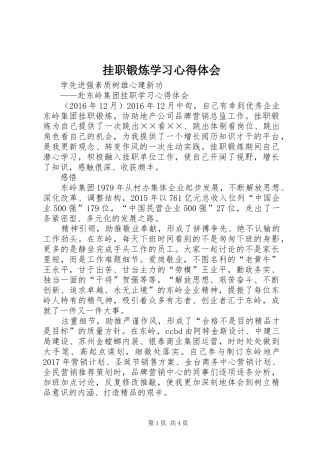 挂职锻炼学习体会心得