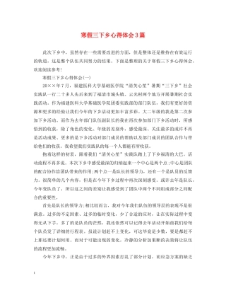 寒假三下乡心得体会3篇 